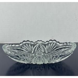 Brilliant Cut Pressed Glass Crystal Condiment Serving Dish Veggies, relish, nuts